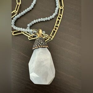 Park Lane Gold and gray crystal Pendant Necklace
